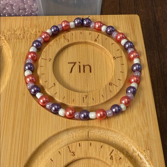 Clemson Football Glass Purple and Red Beaded Bracelet Set - Picture 3 of 6
